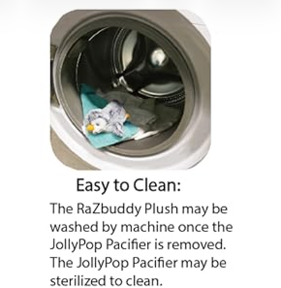 RaZbaby RaZbuddy JollyPop Pacifier Holder w/ Removable Baby Pacifier - 0m+ - BPA Free - Penguin - Image 3