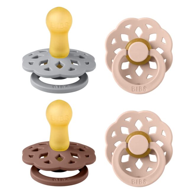 BIBS Boheme Soother 4-Pack | BPA Free Dummy Pacifier | Round Nipple | Natural Rubber Latex | Made in Denmark | Size 6-18 Months