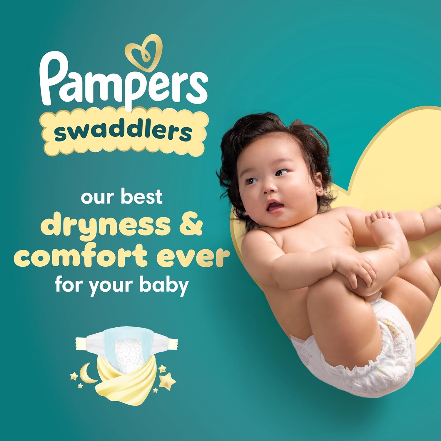 Pampers Swaddlers Diapers, absorbent, keep baby dry and comfortable, skin-safe disposable baby diapers (packaging may vary). - Image 2