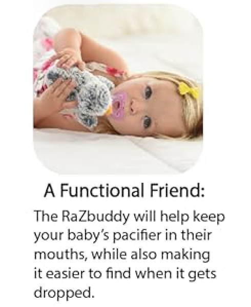 RaZbaby RaZbuddy JollyPop Pacifier Holder w/ Removable Baby Pacifier - 0m+ - BPA Free - Penguin - Image 5